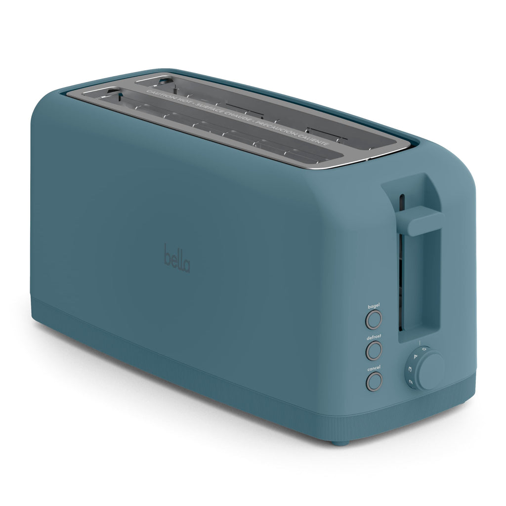 bella 4 Slice Slim Toaster, Fits-anywhere™ Kitchenware, 6 Setting Shade Control with Reheat & Cancel Buttons, Fits Sourdough, 10” Long Slot, Anti Jam & Auto Shutoff, 900 Watt, Oatmilk