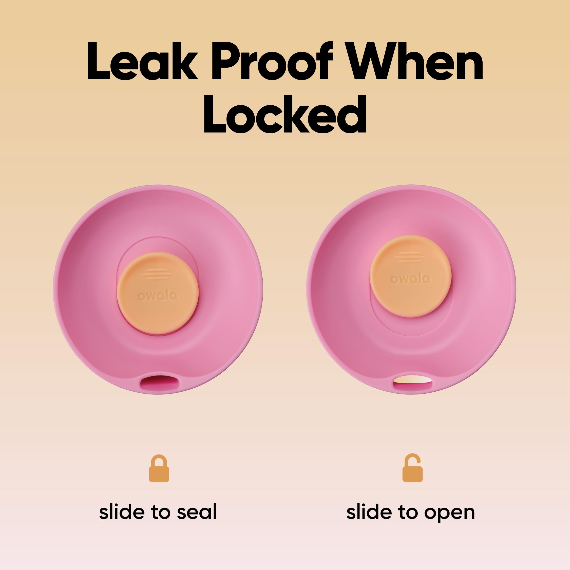 Owala SmoothSip Slider Insulated Stainless Steel Coffee Tumbler, Reusable Iced Coffee Cup, Hot Coffee Travel Mug, BPA Free 12 oz, Tan/White (Vanilla Bean)