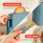 bella 4 Slice Slim Toaster, Fits-anywhere™ Kitchenware, 6 Setting Shade Control with Reheat & Cancel Buttons, Fits Sourdough, 10” Long Slot, Anti Jam & Auto Shutoff, 900 Watt, Oatmilk