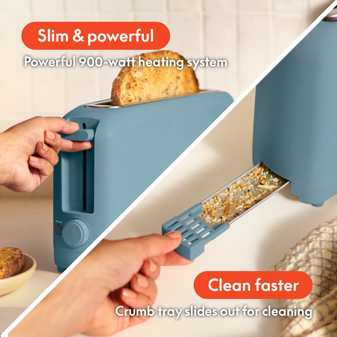 bella 4 Slice Slim Toaster, Fits-anywhere™ Kitchenware, 6 Setting Shade Control with Reheat & Cancel Buttons, Fits Sourdough, 10” Long Slot, Anti Jam & Auto Shutoff, 900 Watt, Oatmilk