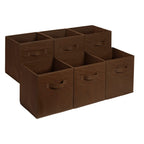 Amazon Basics Collapsible Fabric Storage Cubes Organizer with Handles, Sturdy, Gray, 10.5-x-10.5-x-11-inch, Pack of 6