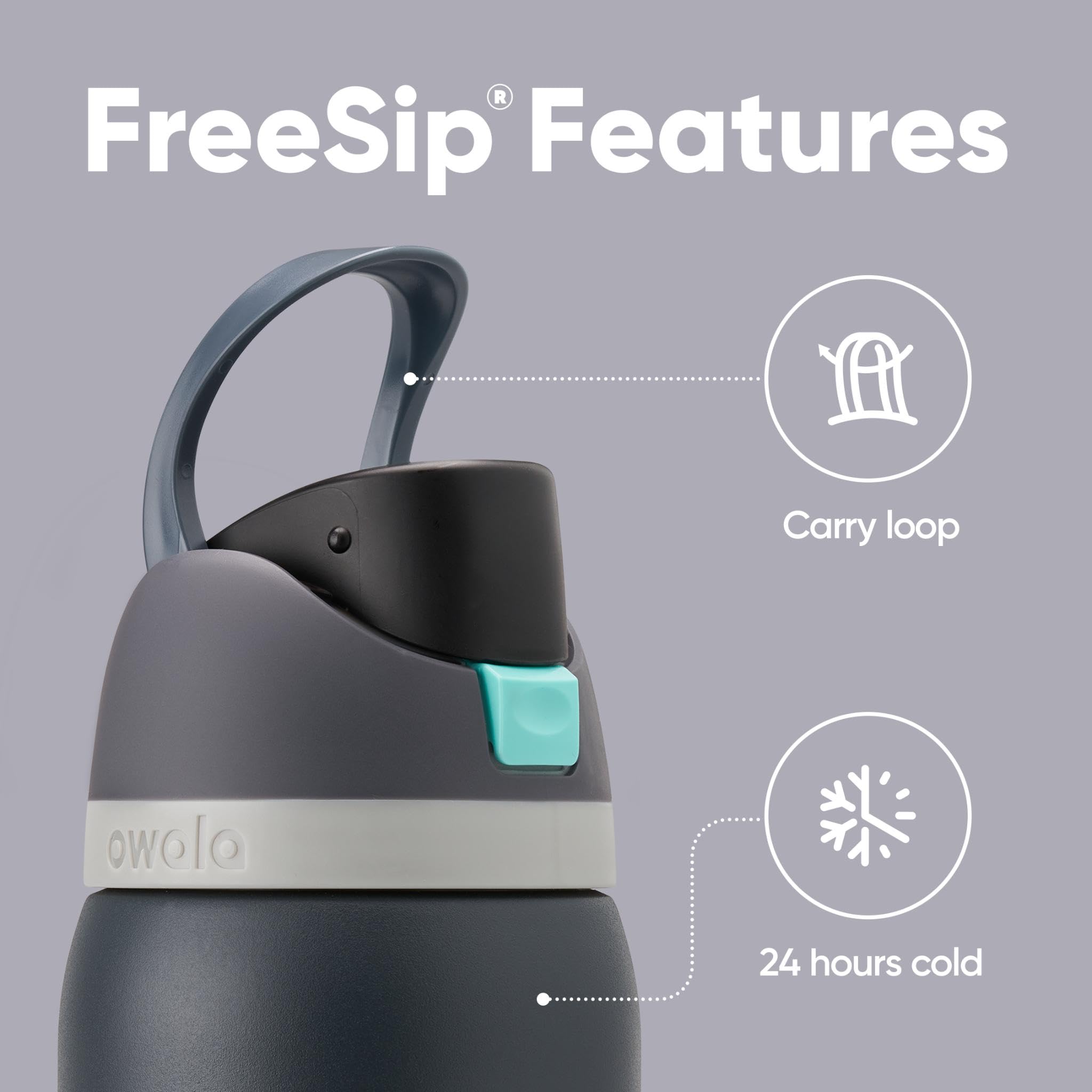 Owala FreeSip Insulated Stainless Steel Water Bottle with Straw, BPA-Free Sports Water Bottle, Great for Travel, 24 Oz, Denim