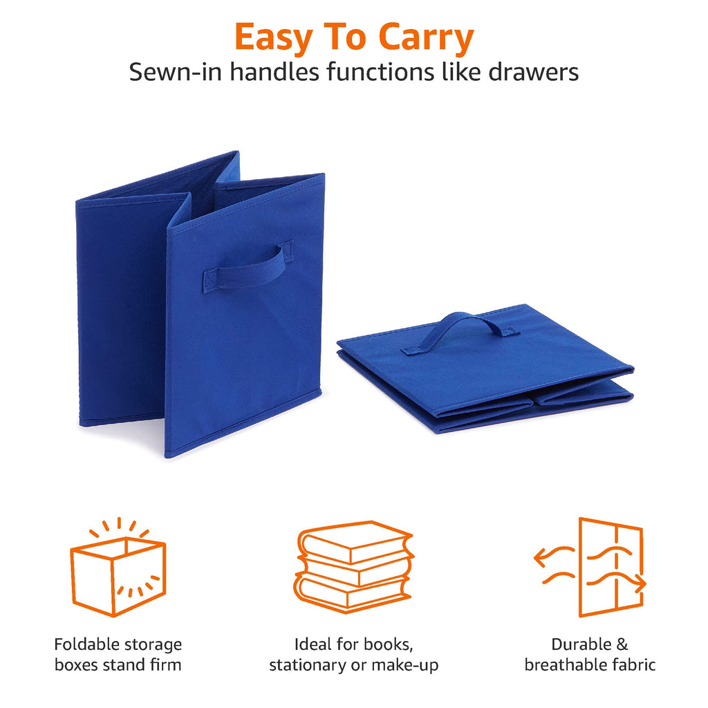 Amazon Basics Collapsible Fabric Storage Cubes Organizer with Handles, Sturdy, Gray, 10.5-x-10.5-x-11-inch, Pack of 6
