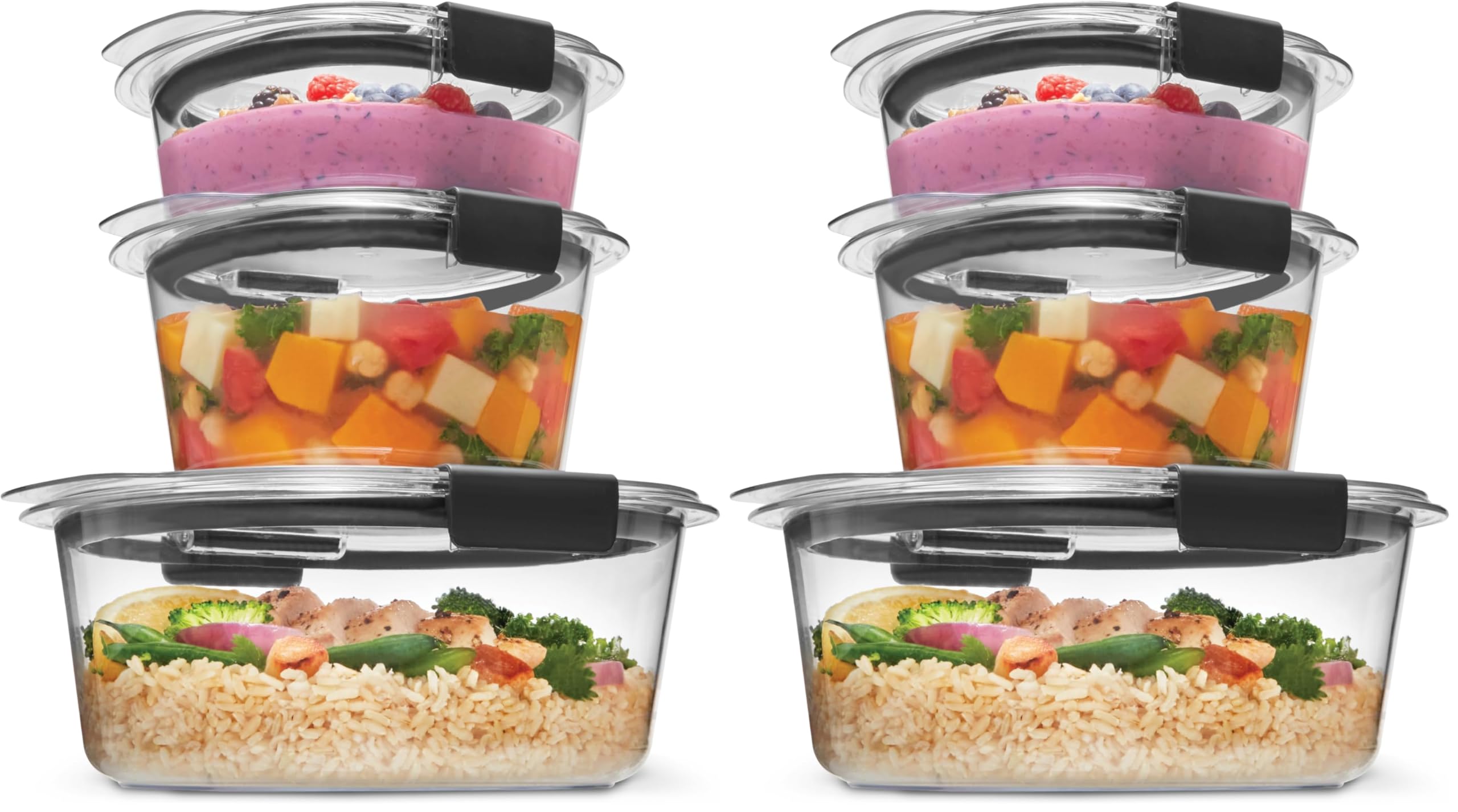 Rubbermaid Brilliance Food Storage Containers BPA Free Airtight Lids Ideal for Lunch Meal Prep & Leftovers Set of 5 (3.2 Cup)