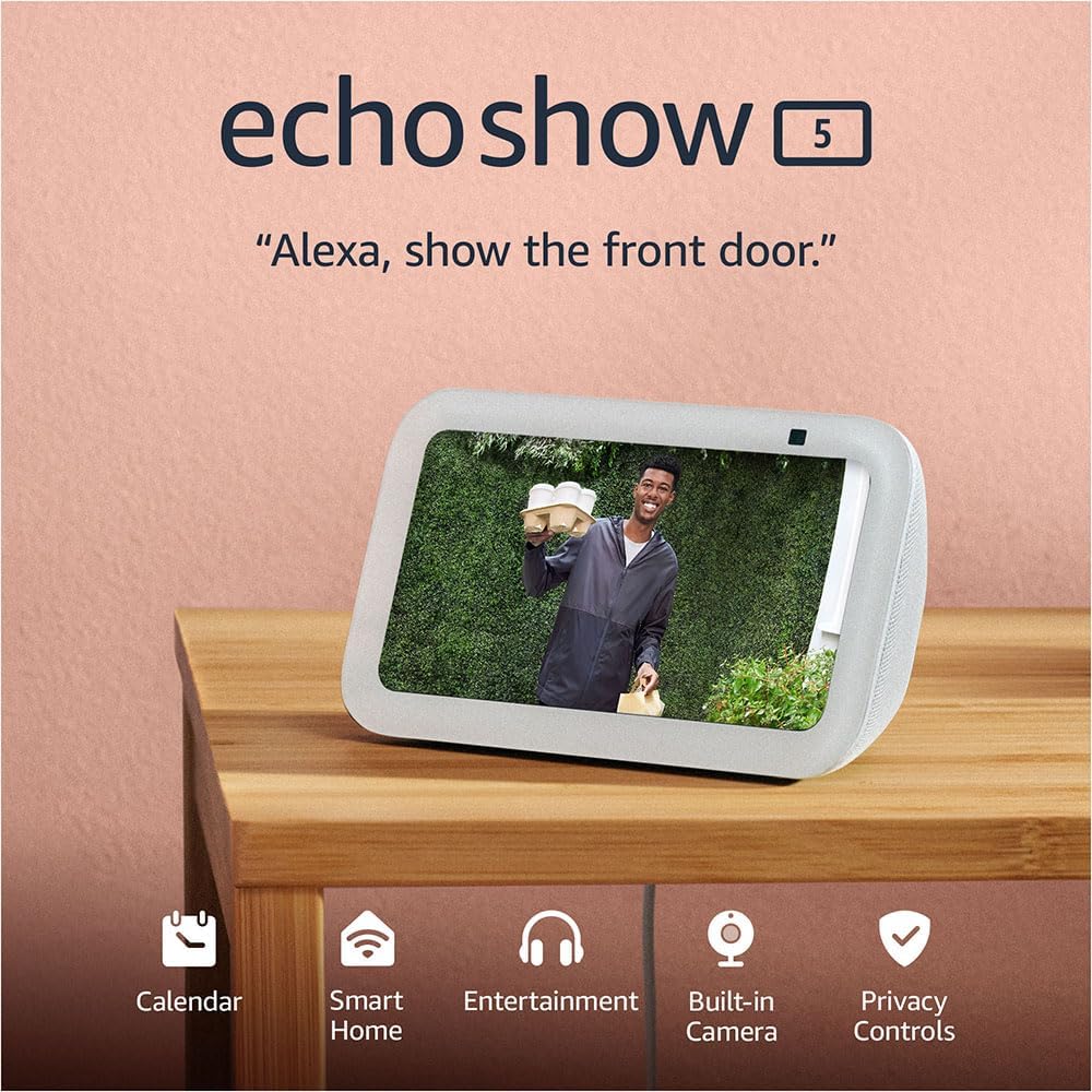 Amazon Echo Show 5, Smart display with 2x the bass and clearer sound, Charcoal