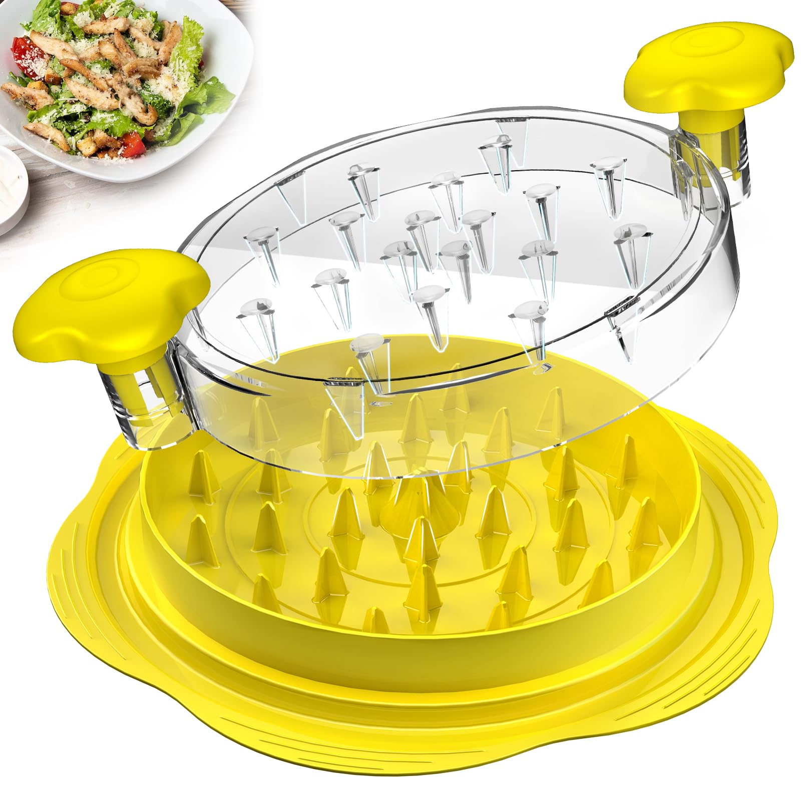 Chicken Shredder Large Chicken Breast Shredder Tool Twist with Brush&Fork, Visible Meat Shredder Machine, Strong Anti-Slip Strip, Ergonomic Handle, BPA Free, Suitable for Pork Beef Chicken