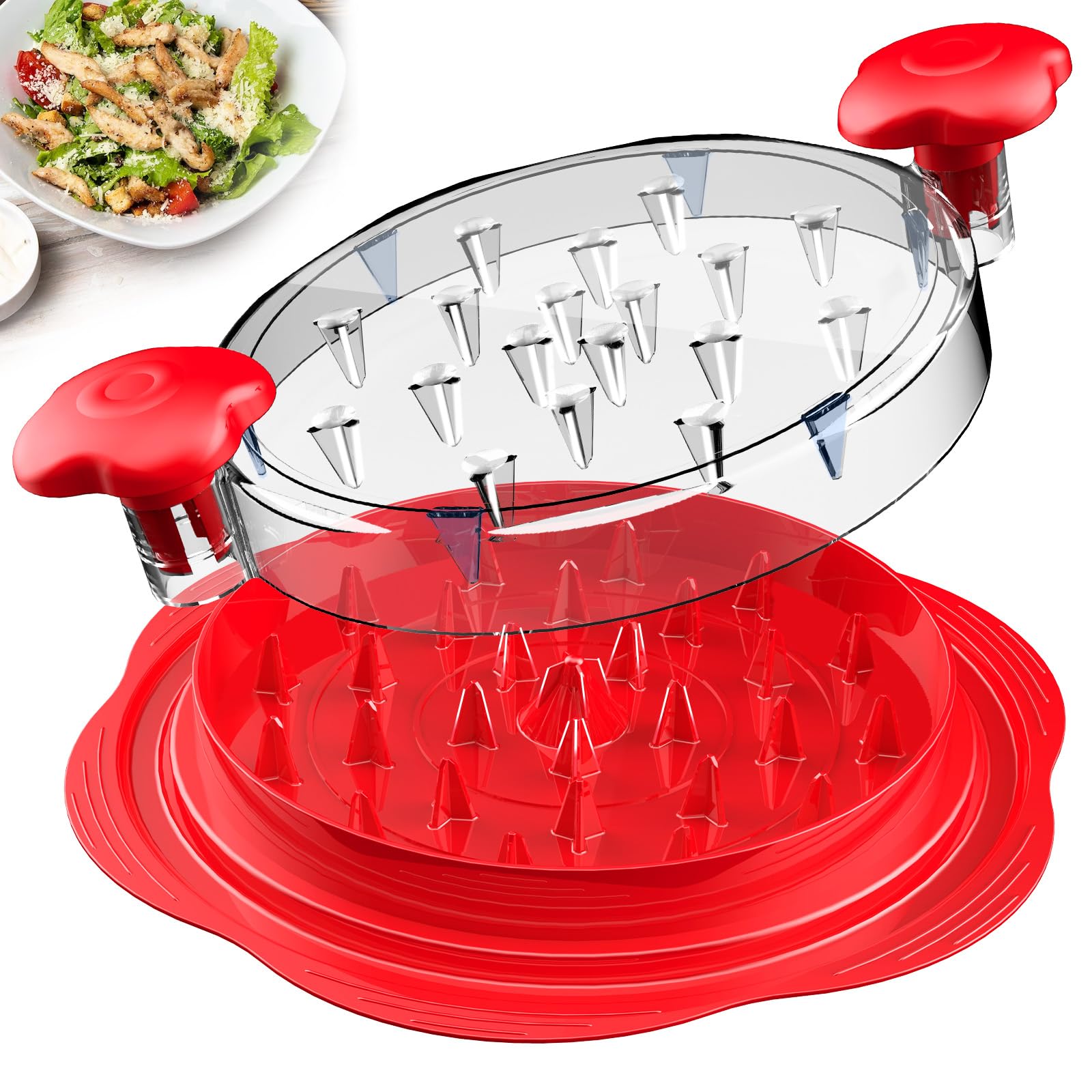 Chicken Shredder Large Chicken Breast Shredder Tool Twist with Brush&Fork, Visible Meat Shredder Machine, Strong Anti-Slip Strip, Ergonomic Handle, BPA Free, Suitable for Pork Beef Chicken