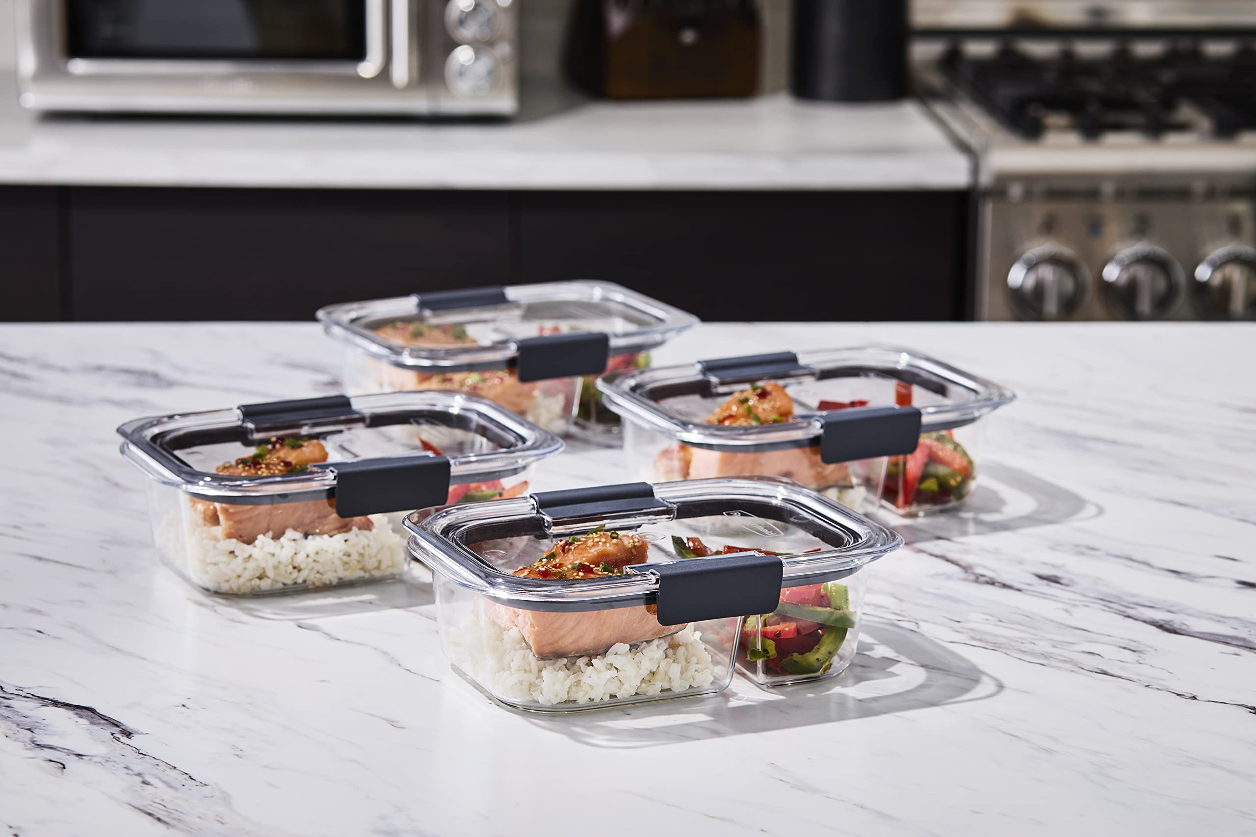 Rubbermaid Brilliance Food Storage Containers BPA Free Airtight Lids Ideal for Lunch Meal Prep & Leftovers Set of 5 (3.2 Cup)