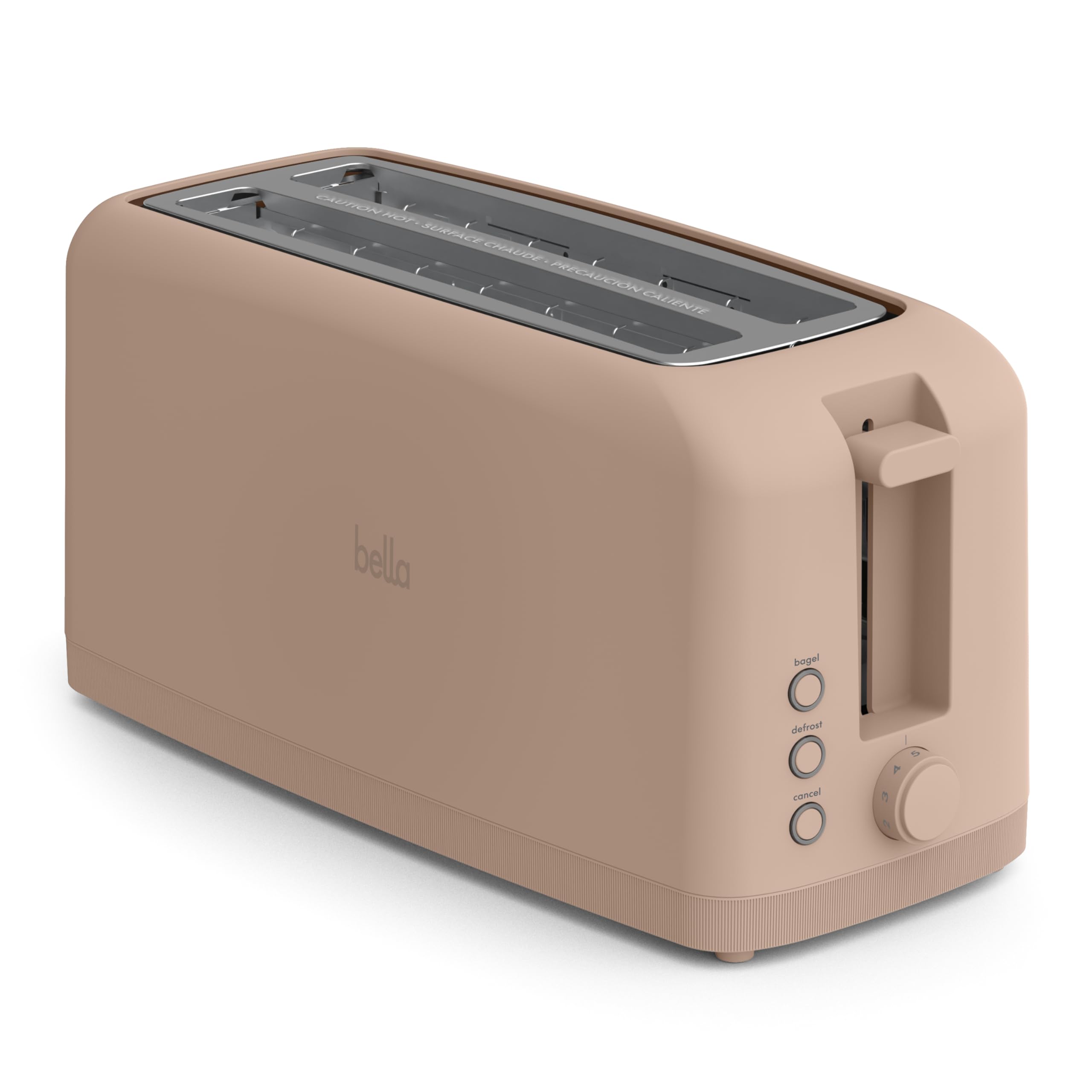 bella 4 Slice Slim Toaster, Fits-anywhere™ Kitchenware, 6 Setting Shade Control with Reheat & Cancel Buttons, Fits Sourdough, 10” Long Slot, Anti Jam & Auto Shutoff, 900 Watt, Oatmilk