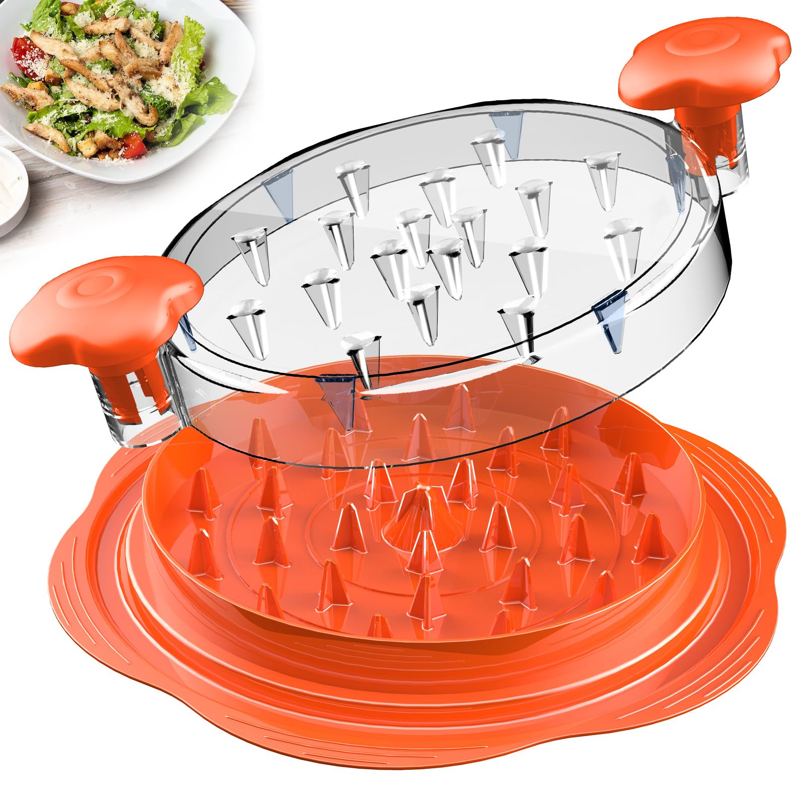Chicken Shredder Large Chicken Breast Shredder Tool Twist with Brush&Fork, Visible Meat Shredder Machine, Strong Anti-Slip Strip, Ergonomic Handle, BPA Free, Suitable for Pork Beef Chicken