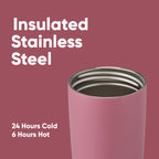 Owala SmoothSip Slider Insulated Stainless Steel Coffee Tumbler, Reusable Iced Coffee Cup, Hot Coffee Travel Mug, BPA Free 12 oz, Tan/White (Vanilla Bean)