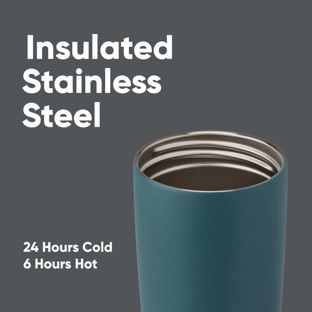 Owala SmoothSip Slider Insulated Stainless Steel Coffee Tumbler, Reusable Iced Coffee Cup, Hot Coffee Travel Mug, BPA Free 12 oz, Tan/White (Vanilla Bean)