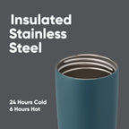 Owala SmoothSip Slider Insulated Stainless Steel Coffee Tumbler, Reusable Iced Coffee Cup, Hot Coffee Travel Mug, BPA Free 12 oz, Tan/White (Vanilla Bean)