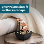 Homedics Tabletop Water Fountain, Home Décor Soothing Sound Machine - Automatic Pump, Deep Basin & Natural River Rocks. Indoor Zen Relaxation for Office, Living Room, or Bedroom, 8.25” Tall