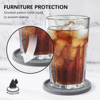 ME.FAN Silicone Coasters with Holder,[6 Pack] Drinking Coasters - Cup Mat for Hot or Cold Drinks, Thickened, Non-Slip, Non-Stick,Deep Tray Black