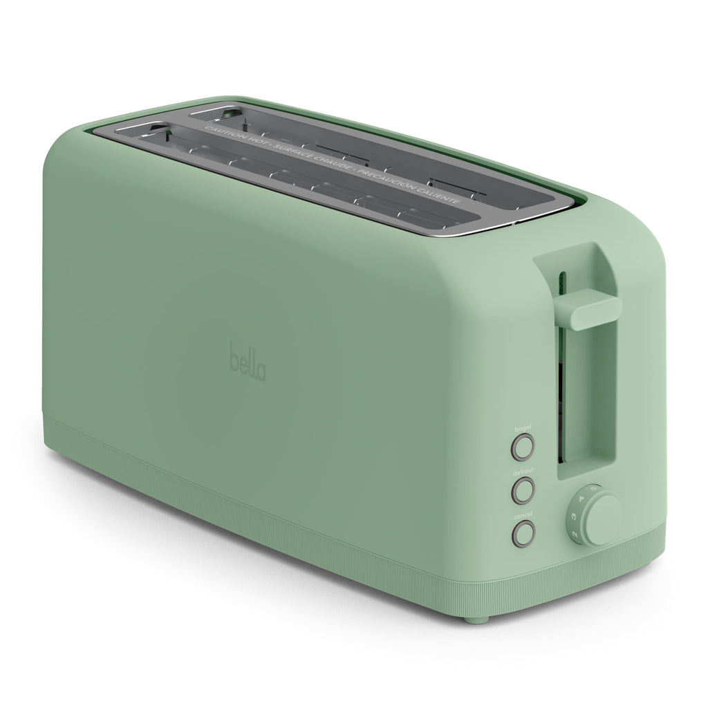 bella 4 Slice Slim Toaster, Fits-anywhere™ Kitchenware, 6 Setting Shade Control with Reheat & Cancel Buttons, Fits Sourdough, 10” Long Slot, Anti Jam & Auto Shutoff, 900 Watt, Oatmilk