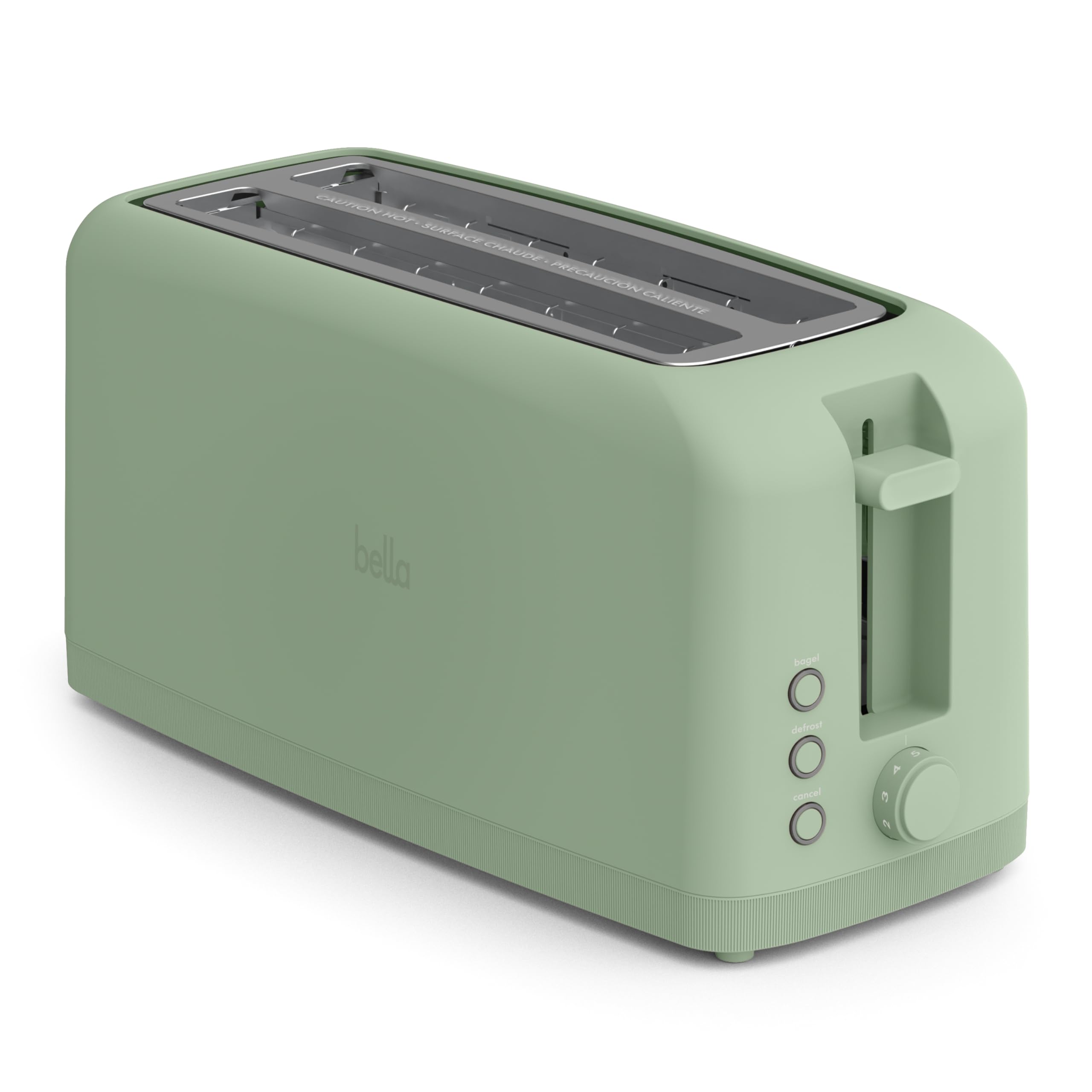 bella 4 Slice Slim Toaster, Fits-anywhere™ Kitchenware, 6 Setting Shade Control with Reheat & Cancel Buttons, Fits Sourdough, 10” Long Slot, Anti Jam & Auto Shutoff, 900 Watt, Oatmilk