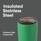 Owala SmoothSip Slider Insulated Stainless Steel Coffee Tumbler, Reusable Iced Coffee Cup, Hot Coffee Travel Mug, BPA Free 12 oz, Tan/White (Vanilla Bean)