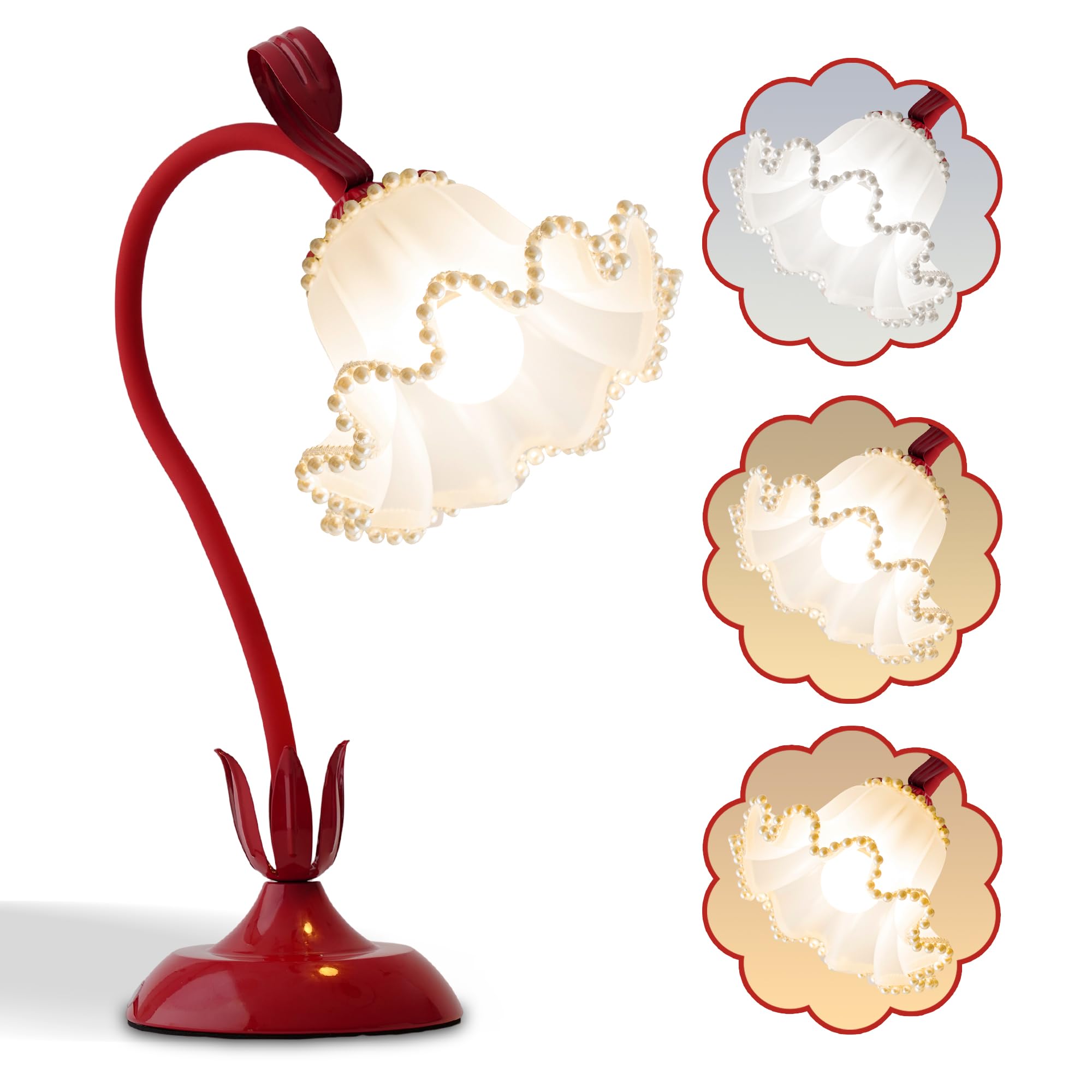 Flower Table Lamp,LED Reading Light Bedside Vintage Flower Night Light,3 Colors Modes Kawaii Bedside Lamps Decor,Living Room Bedroom Room Lighting Table Lamps Home Decoration (Green)