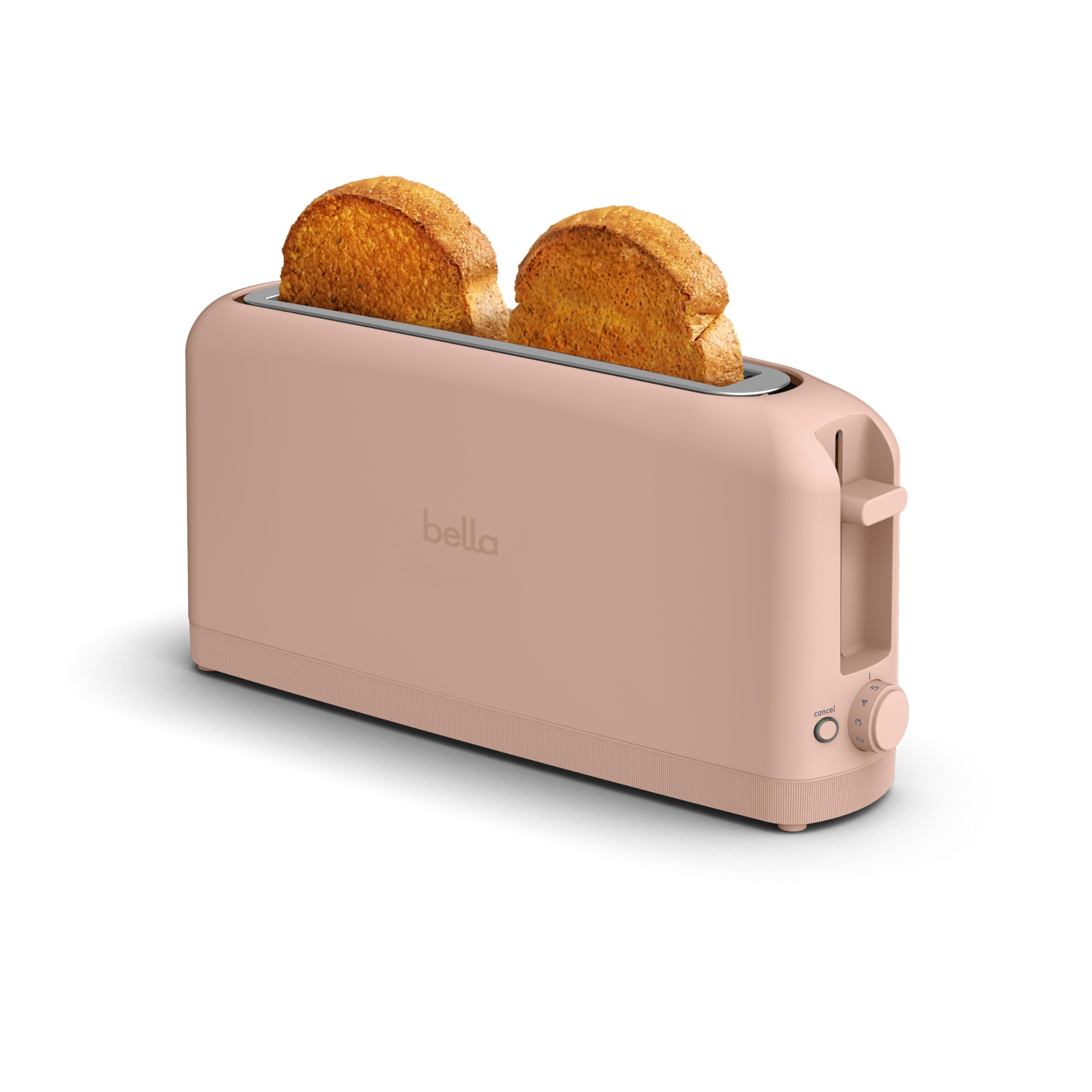 bella 4 Slice Slim Toaster, Fits-anywhere™ Kitchenware, 6 Setting Shade Control with Reheat & Cancel Buttons, Fits Sourdough, 10” Long Slot, Anti Jam & Auto Shutoff, 900 Watt, Oatmilk