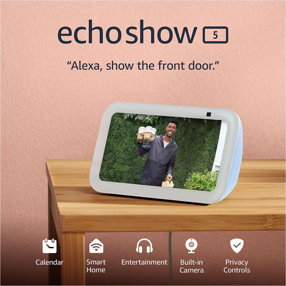 Amazon Echo Show 5, Smart display with 2x the bass and clearer sound, Charcoal