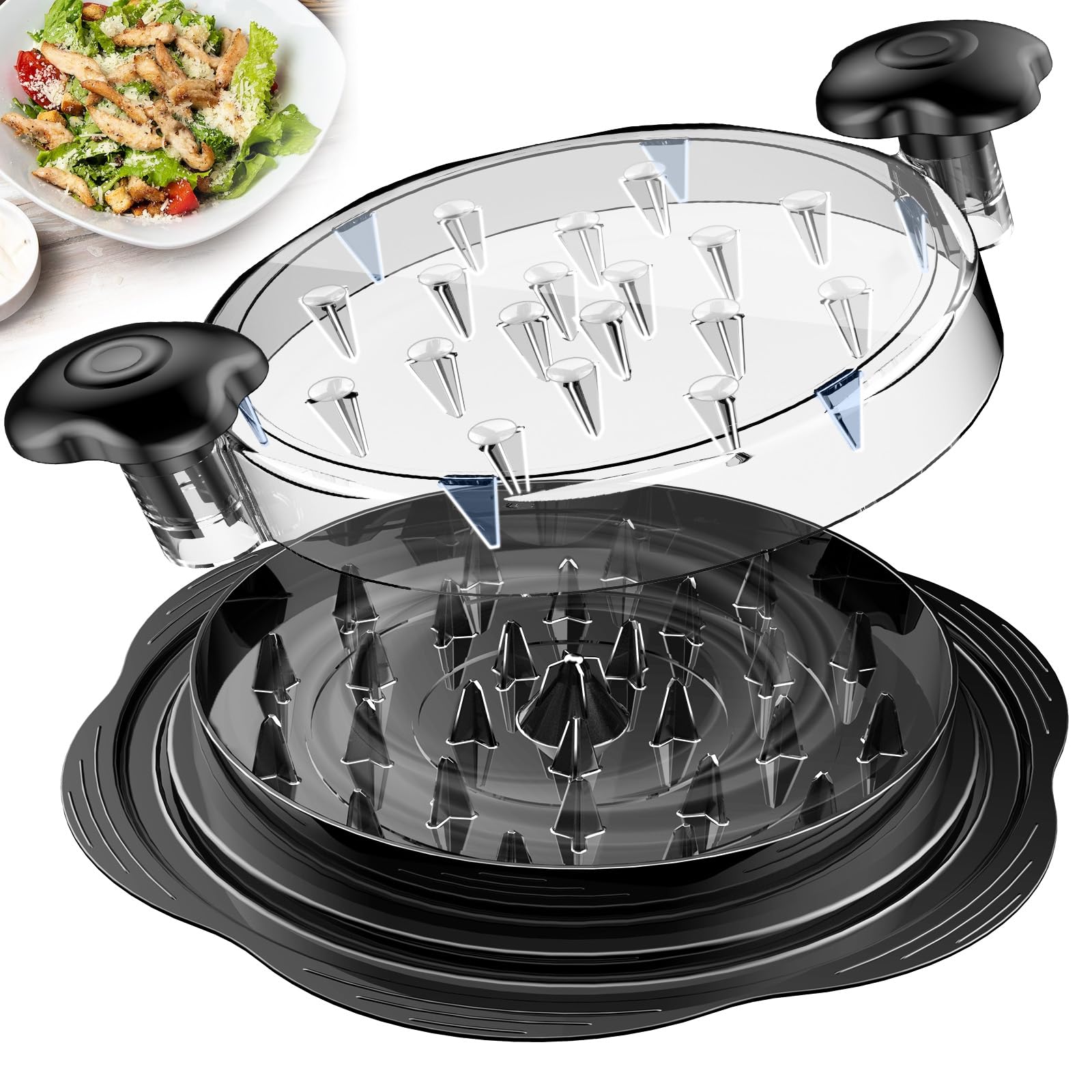 Chicken Shredder Large Chicken Breast Shredder Tool Twist with Brush&Fork, Visible Meat Shredder Machine, Strong Anti-Slip Strip, Ergonomic Handle, BPA Free, Suitable for Pork Beef Chicken