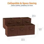 Amazon Basics Collapsible Fabric Storage Cubes Organizer with Handles, Sturdy, Gray, 10.5-x-10.5-x-11-inch, Pack of 6