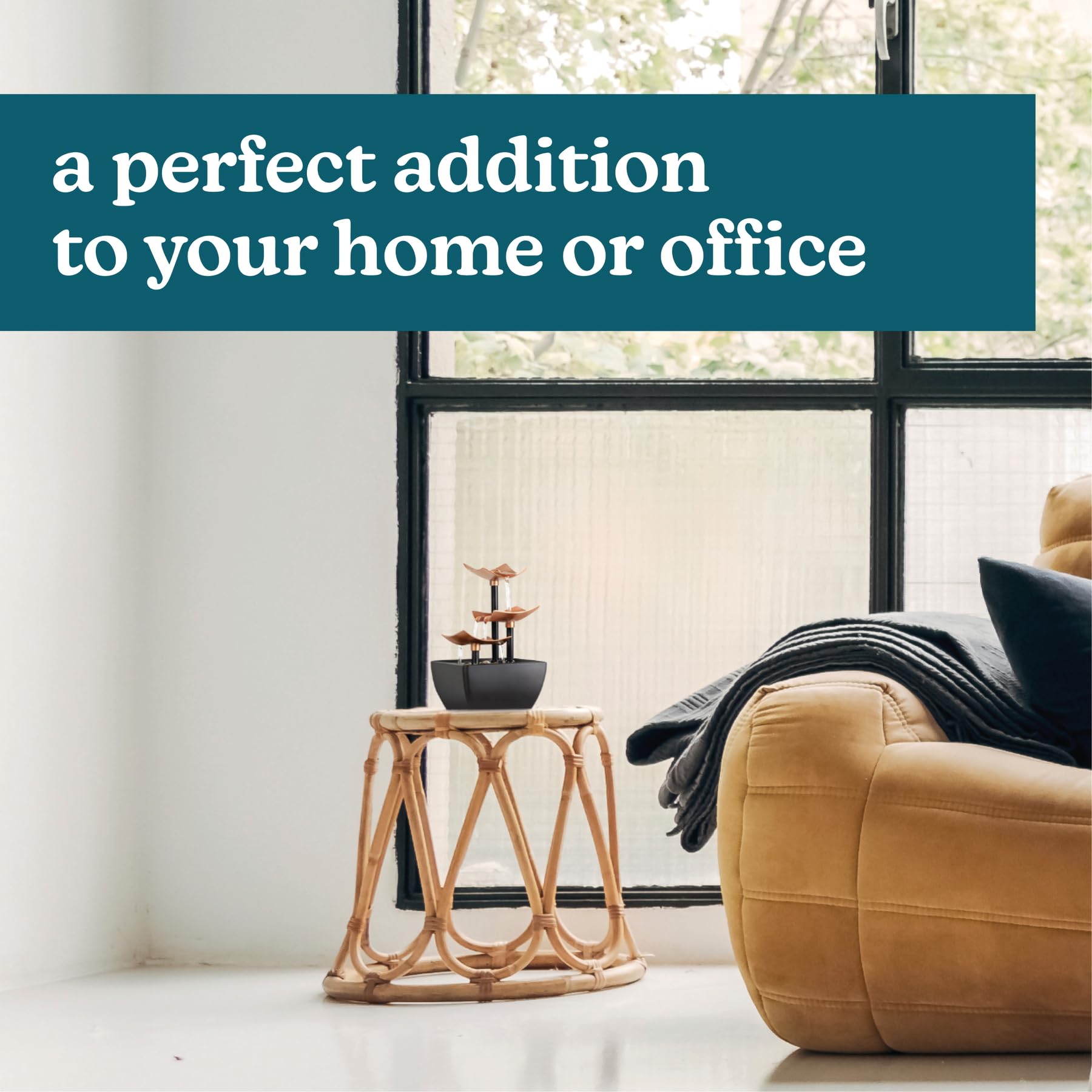 Homedics Tabletop Water Fountain, Home Décor Soothing Sound Machine - Automatic Pump, Deep Basin & Natural River Rocks. Indoor Zen Relaxation for Office, Living Room, or Bedroom, 8.25” Tall