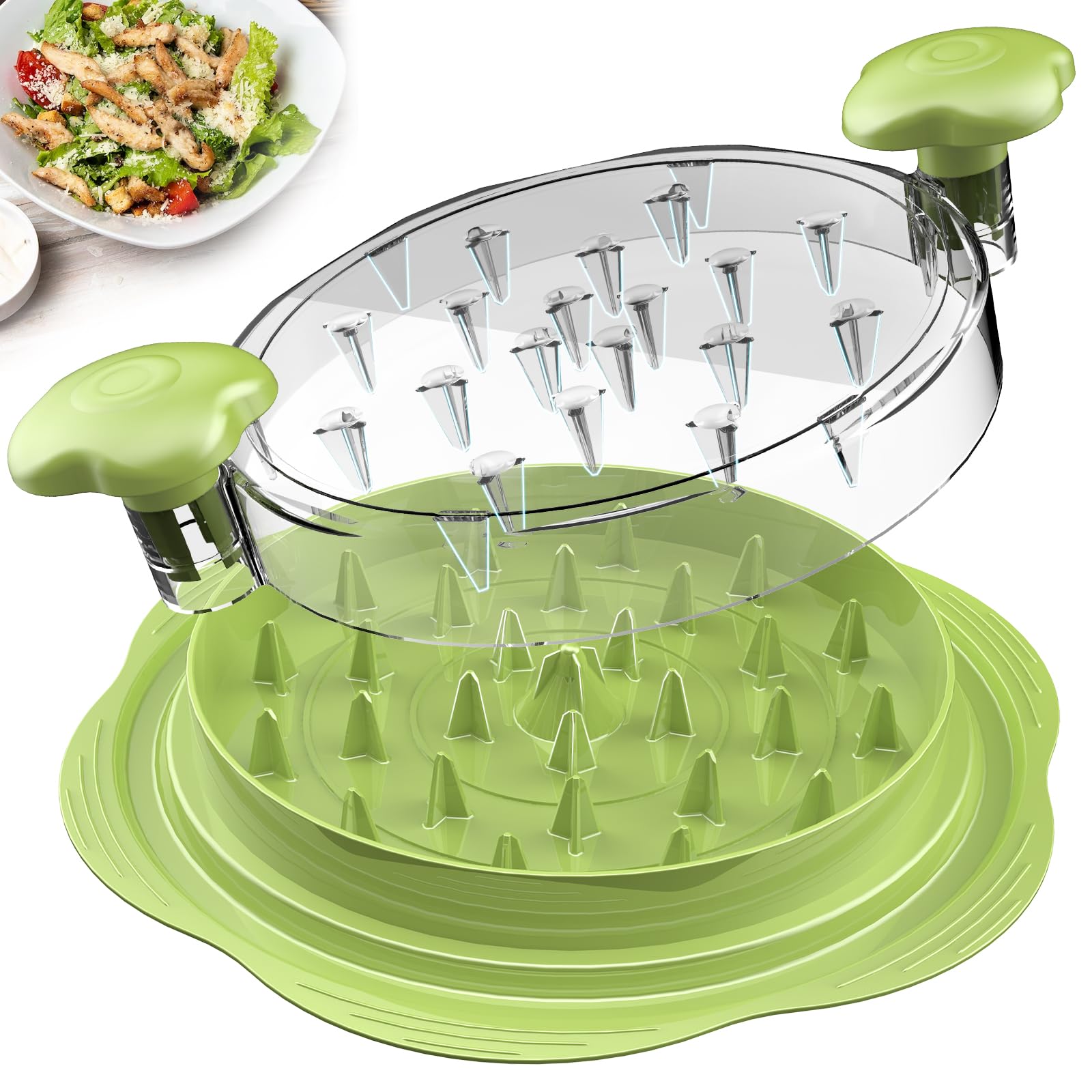 Chicken Shredder Large Chicken Breast Shredder Tool Twist with Brush&Fork, Visible Meat Shredder Machine, Strong Anti-Slip Strip, Ergonomic Handle, BPA Free, Suitable for Pork Beef Chicken
