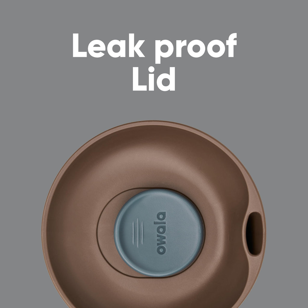 Owala SmoothSip Slider Insulated Stainless Steel Coffee Tumbler, Reusable Iced Coffee Cup, Hot Coffee Travel Mug, BPA Free 12 oz, Tan/White (Vanilla Bean)