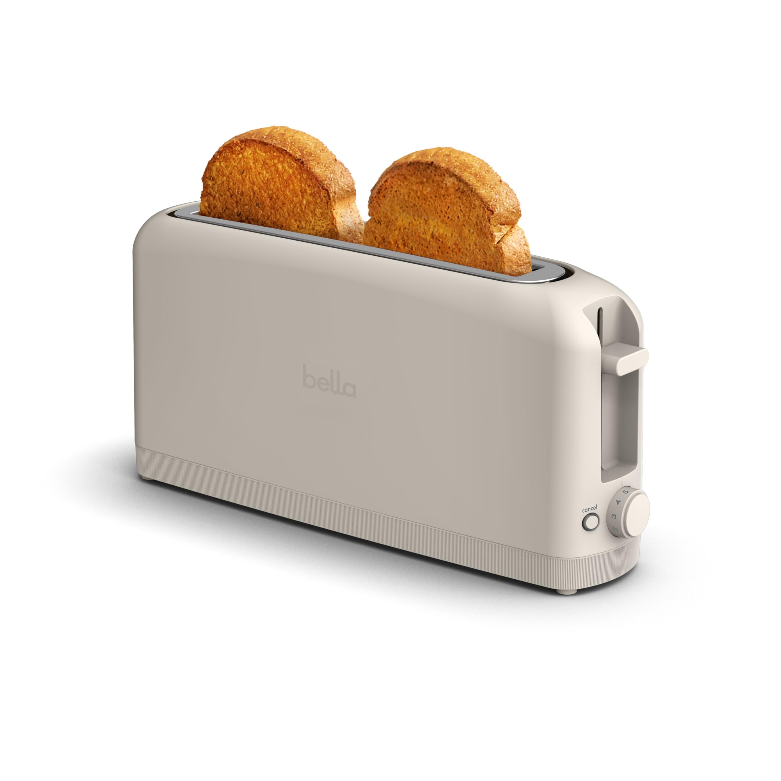 bella 4 Slice Slim Toaster, Fits-anywhere™ Kitchenware, 6 Setting Shade Control with Reheat & Cancel Buttons, Fits Sourdough, 10” Long Slot, Anti Jam & Auto Shutoff, 900 Watt, Oatmilk
