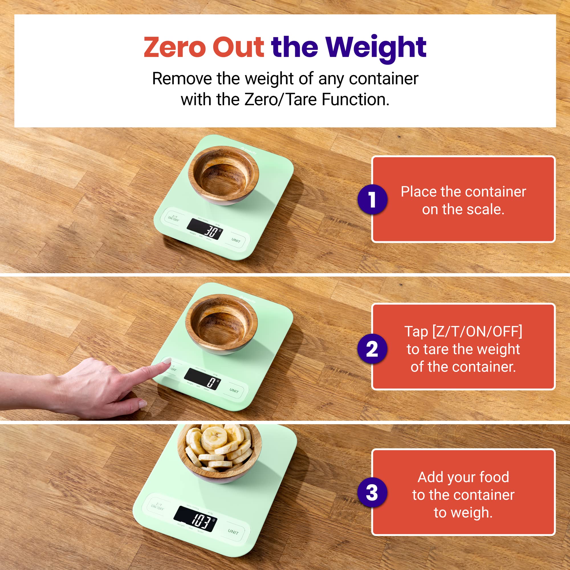 Etekcity Food Kitchen Scale, Digital Grams and Ounces for Weight Loss, Baking, Cooking, Keto and Meal Prep, LCD Display, Medium, 304 Stainless Steel