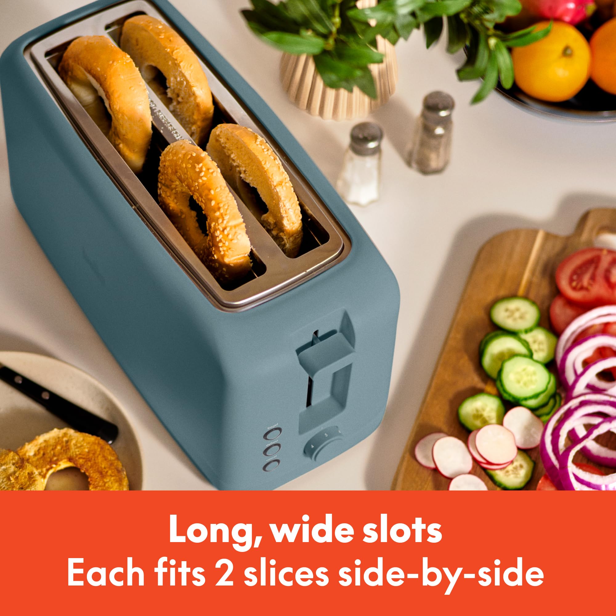 bella 4 Slice Slim Toaster, Fits-anywhere™ Kitchenware, 6 Setting Shade Control with Reheat & Cancel Buttons, Fits Sourdough, 10” Long Slot, Anti Jam & Auto Shutoff, 900 Watt, Oatmilk