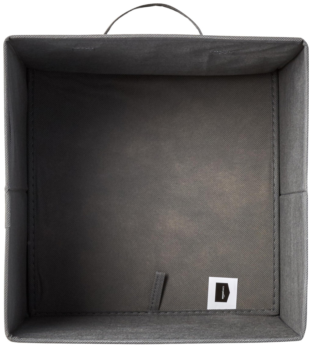 Amazon Basics Collapsible Fabric Storage Cubes Organizer with Handles, Sturdy, Gray, 10.5-x-10.5-x-11-inch, Pack of 6