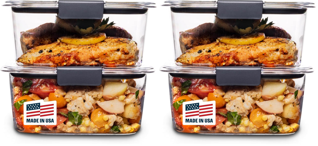 Rubbermaid Brilliance Food Storage Containers BPA Free Airtight Lids Ideal for Lunch Meal Prep & Leftovers Set of 5 (3.2 Cup)