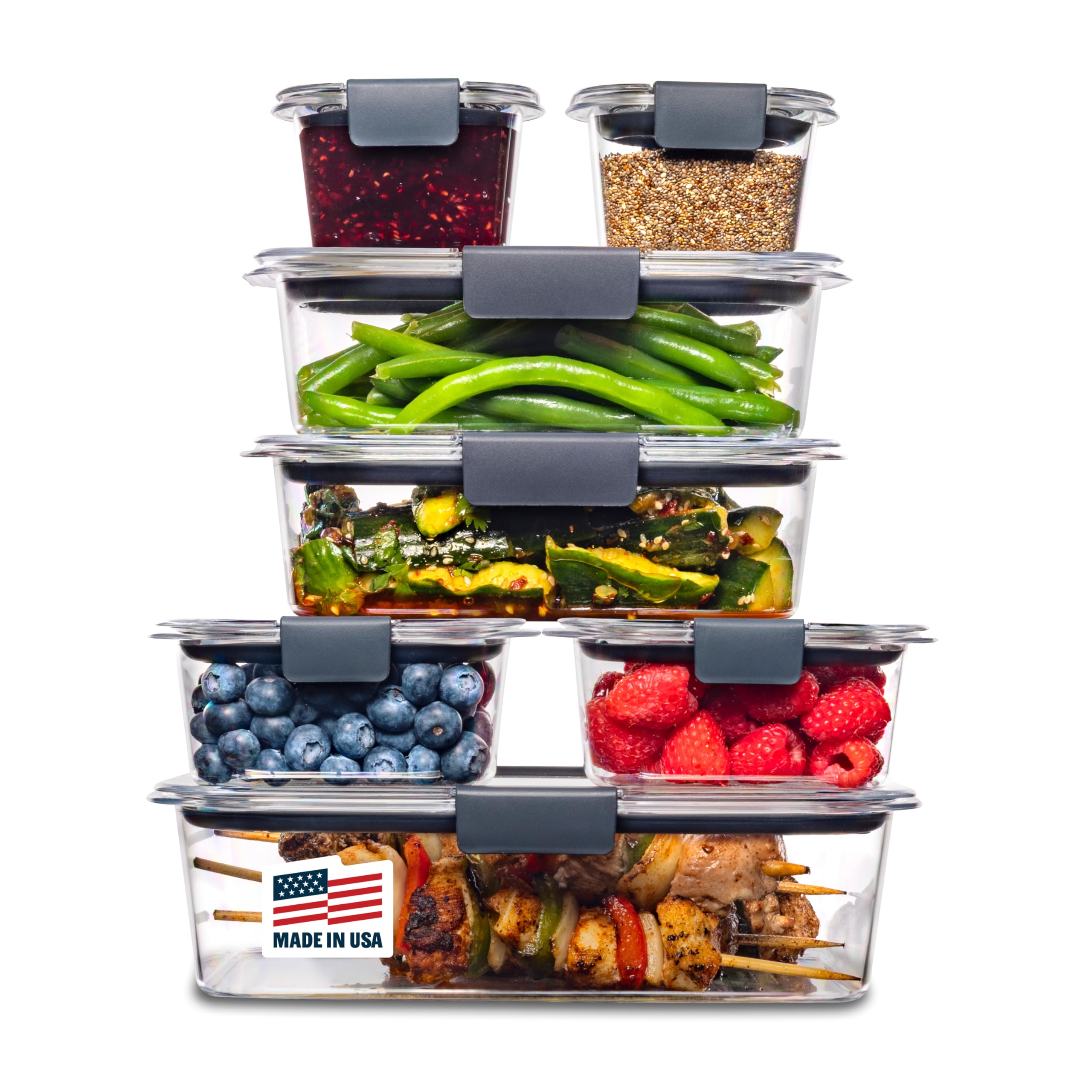 Rubbermaid Brilliance Food Storage Containers BPA Free Airtight Lids Ideal for Lunch Meal Prep & Leftovers Set of 5 (3.2 Cup)
