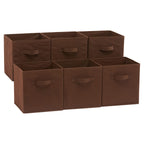 Amazon Basics Collapsible Fabric Storage Cubes Organizer with Handles, Sturdy, Gray, 10.5-x-10.5-x-11-inch, Pack of 6