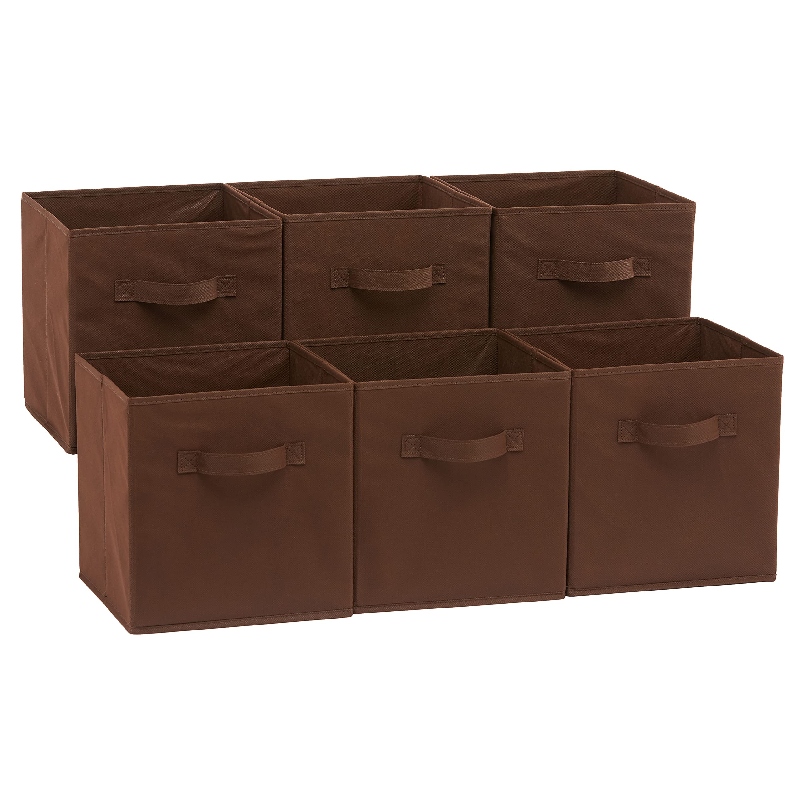 Amazon Basics Collapsible Fabric Storage Cubes Organizer with Handles, Sturdy, Gray, 10.5-x-10.5-x-11-inch, Pack of 6