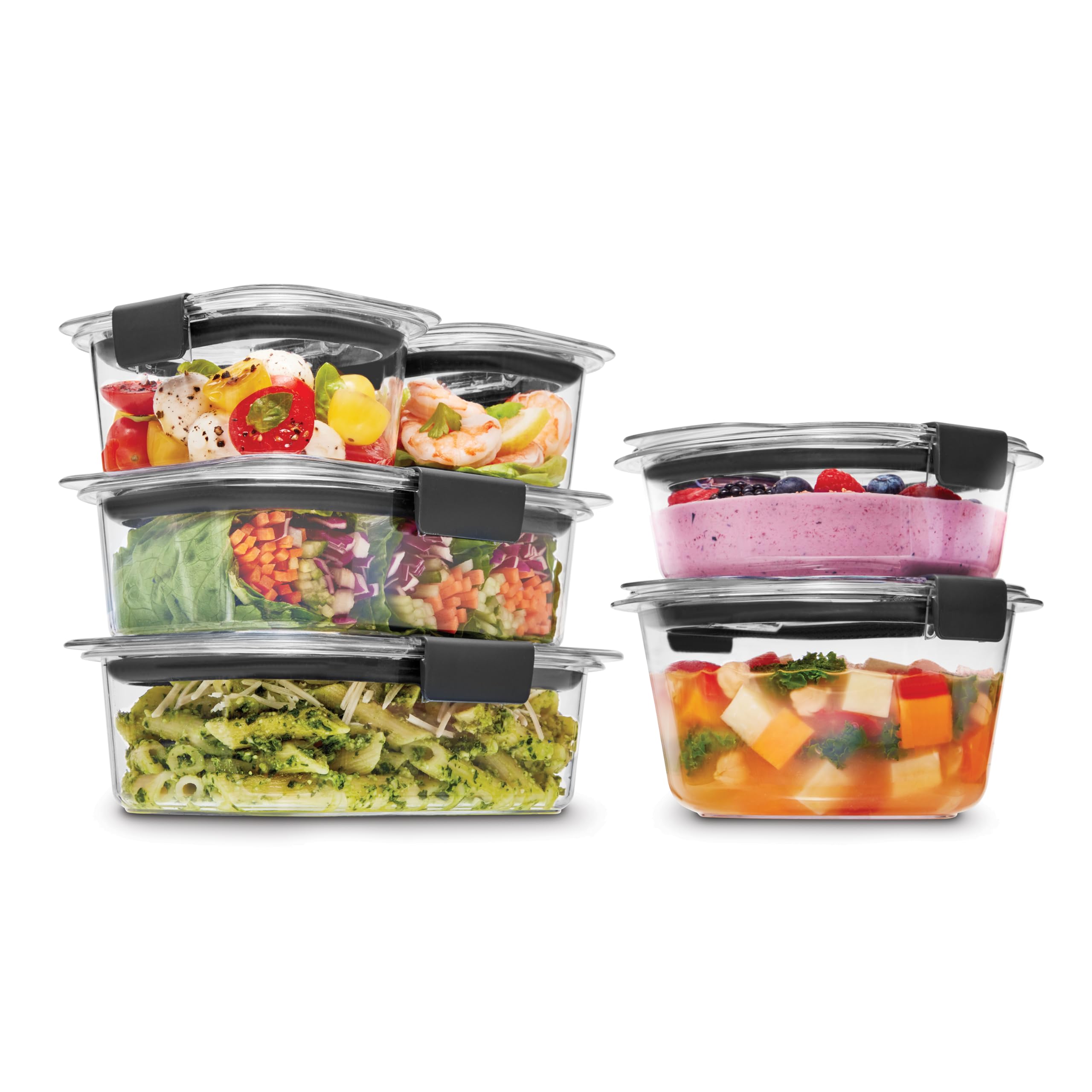 Rubbermaid Brilliance Food Storage Containers BPA Free Airtight Lids Ideal for Lunch Meal Prep & Leftovers Set of 5 (3.2 Cup)