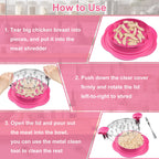 Chicken Shredder Large Chicken Breast Shredder Tool Twist with Brush&Fork, Visible Meat Shredder Machine, Strong Anti-Slip Strip, Ergonomic Handle, BPA Free, Suitable for Pork Beef Chicken