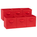 Amazon Basics Collapsible Fabric Storage Cubes Organizer with Handles, Sturdy, Gray, 10.5-x-10.5-x-11-inch, Pack of 6