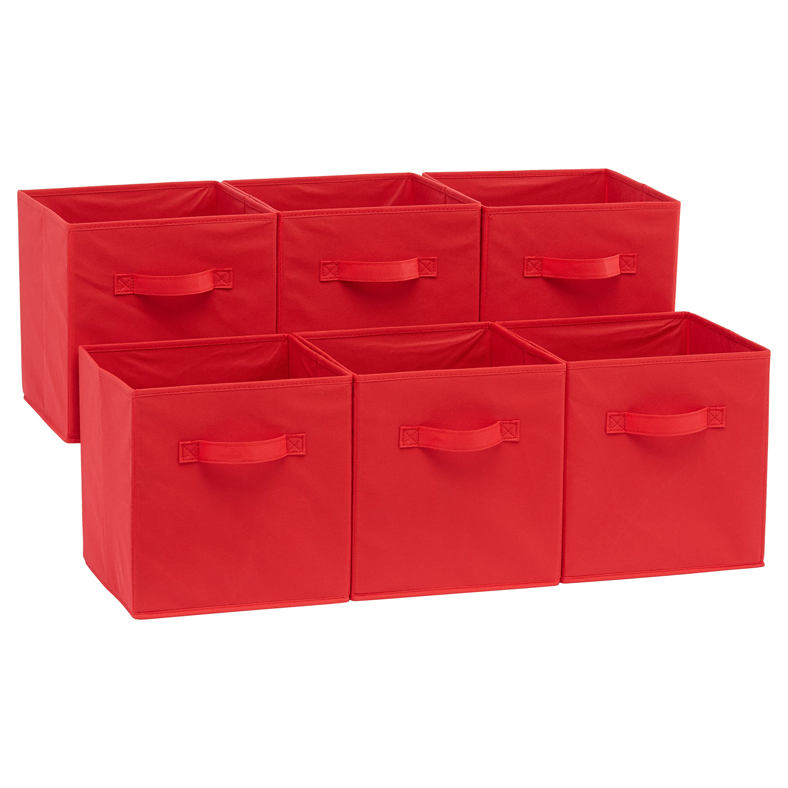 Amazon Basics Collapsible Fabric Storage Cubes Organizer with Handles, Sturdy, Gray, 10.5-x-10.5-x-11-inch, Pack of 6