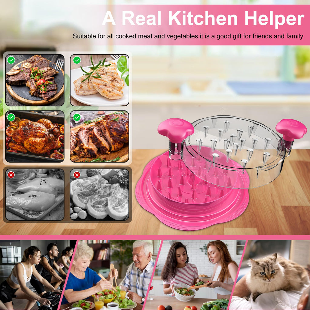 Chicken Shredder Large Chicken Breast Shredder Tool Twist with Brush&Fork, Visible Meat Shredder Machine, Strong Anti-Slip Strip, Ergonomic Handle, BPA Free, Suitable for Pork Beef Chicken