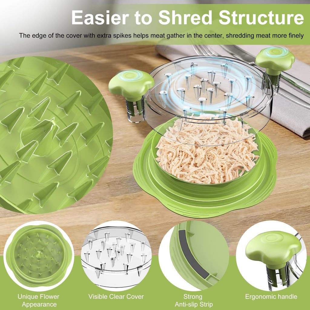 Chicken Shredder Large Chicken Breast Shredder Tool Twist with Brush&Fork, Visible Meat Shredder Machine, Strong Anti-Slip Strip, Ergonomic Handle, BPA Free, Suitable for Pork Beef Chicken