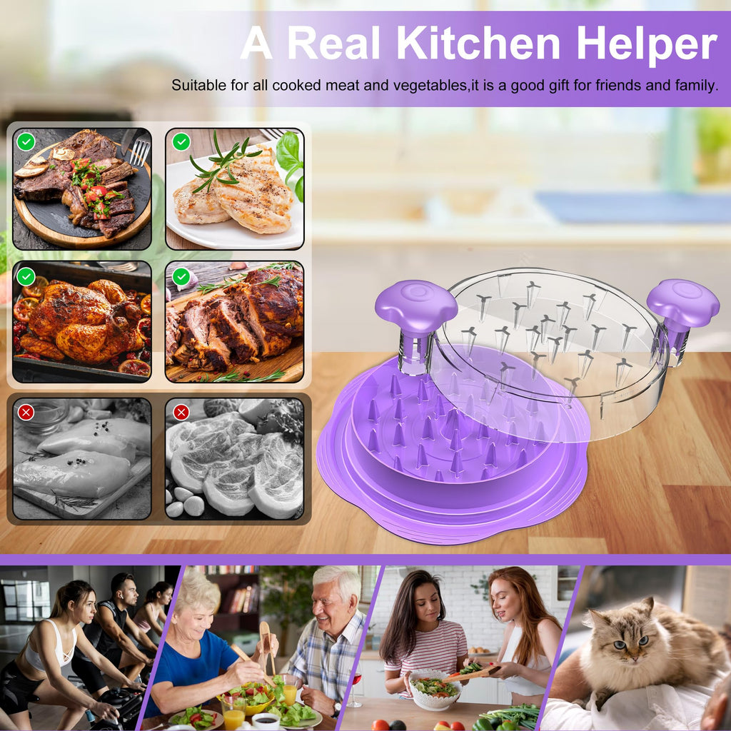 Chicken Shredder Large Chicken Breast Shredder Tool Twist with Brush&Fork, Visible Meat Shredder Machine, Strong Anti-Slip Strip, Ergonomic Handle, BPA Free, Suitable for Pork Beef Chicken