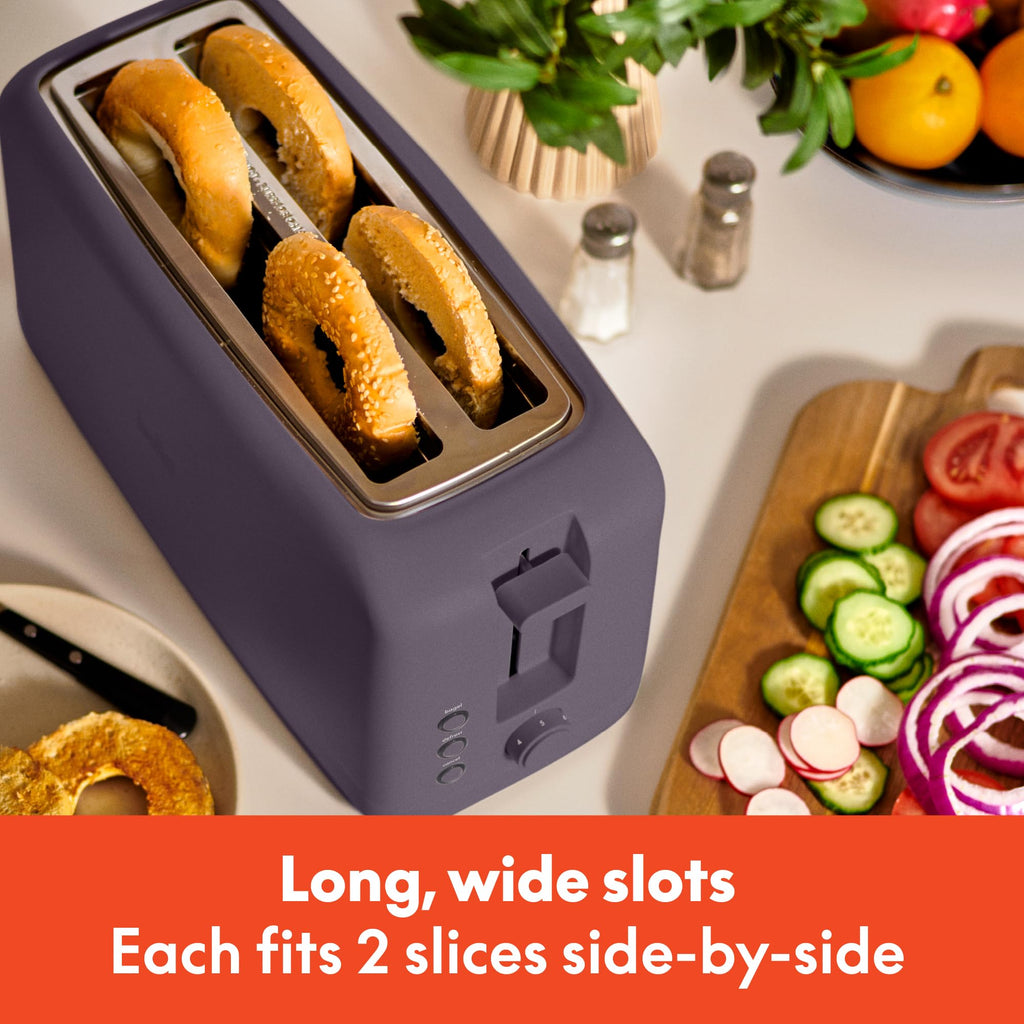 bella 4 Slice Slim Toaster, Fits-anywhere™ Kitchenware, 6 Setting Shade Control with Reheat & Cancel Buttons, Fits Sourdough, 10” Long Slot, Anti Jam & Auto Shutoff, 900 Watt, Oatmilk