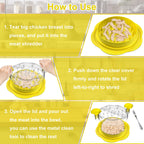 Chicken Shredder Large Chicken Breast Shredder Tool Twist with Brush&Fork, Visible Meat Shredder Machine, Strong Anti-Slip Strip, Ergonomic Handle, BPA Free, Suitable for Pork Beef Chicken