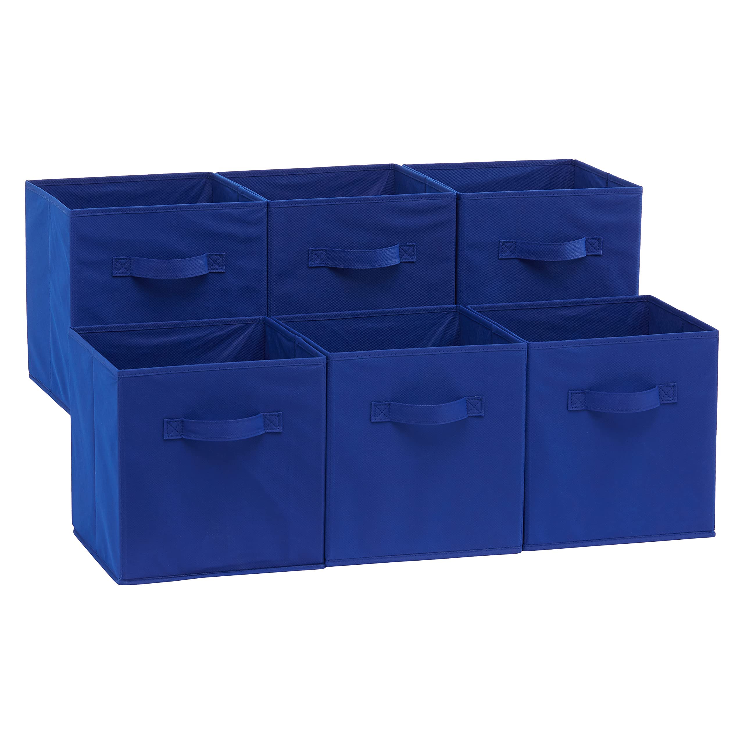 Amazon Basics Collapsible Fabric Storage Cubes Organizer with Handles, Sturdy, Gray, 10.5-x-10.5-x-11-inch, Pack of 6
