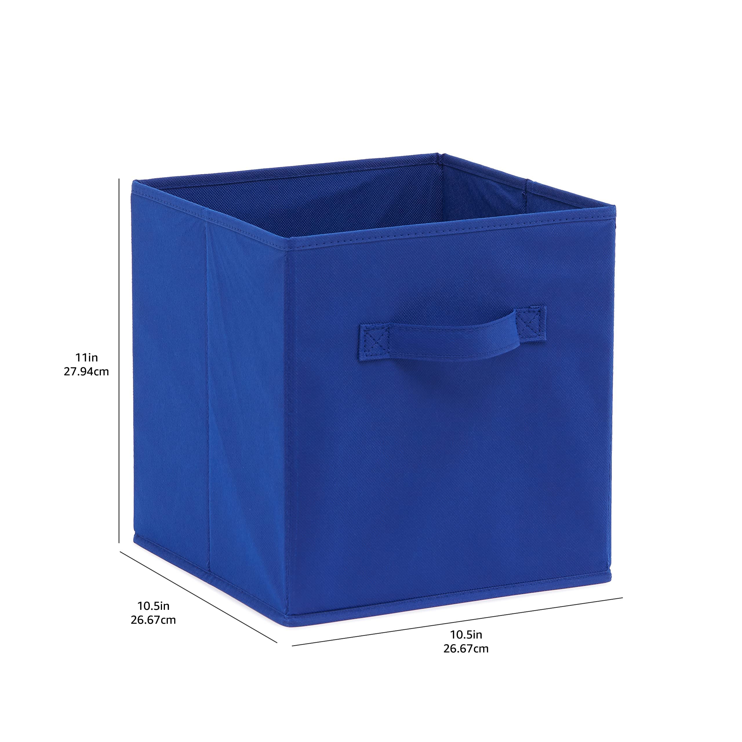 Amazon Basics Collapsible Fabric Storage Cubes Organizer with Handles, Sturdy, Gray, 10.5-x-10.5-x-11-inch, Pack of 6