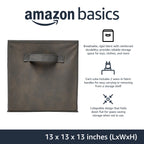 Amazon Basics Collapsible Fabric Storage Cubes Organizer with Handles, Sturdy, Gray, 10.5-x-10.5-x-11-inch, Pack of 6